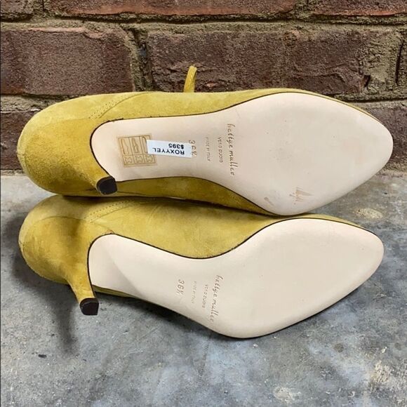 Bettye Muller Mustard Roxy Suede Nettario Heeled Bootie - Picture 8 of 9